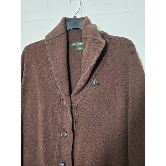 Eddie Bauer Button-Up Brown Cardigan with Pockets Womens Size PL - Picture 3 of 13
